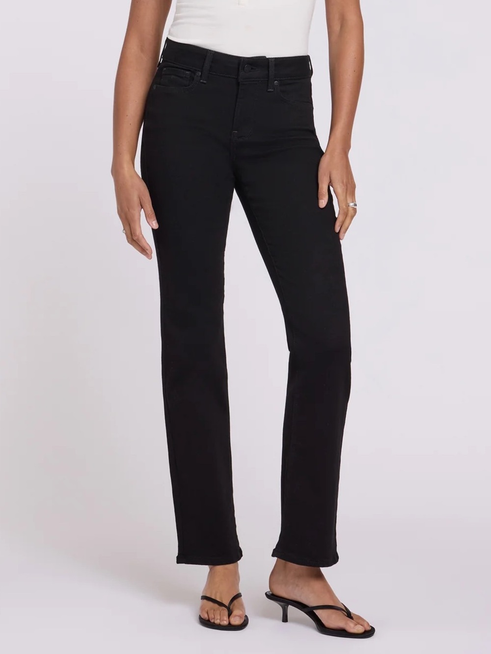 Like New NYDJ  Marilyn Straight Leg Jeans in Black Denim 12